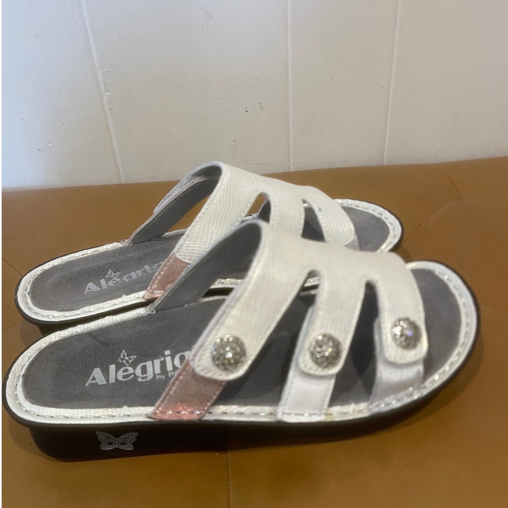 Alegria Slides Sandals Comfort Iridescent Embellished Straps Size Womens Size 36